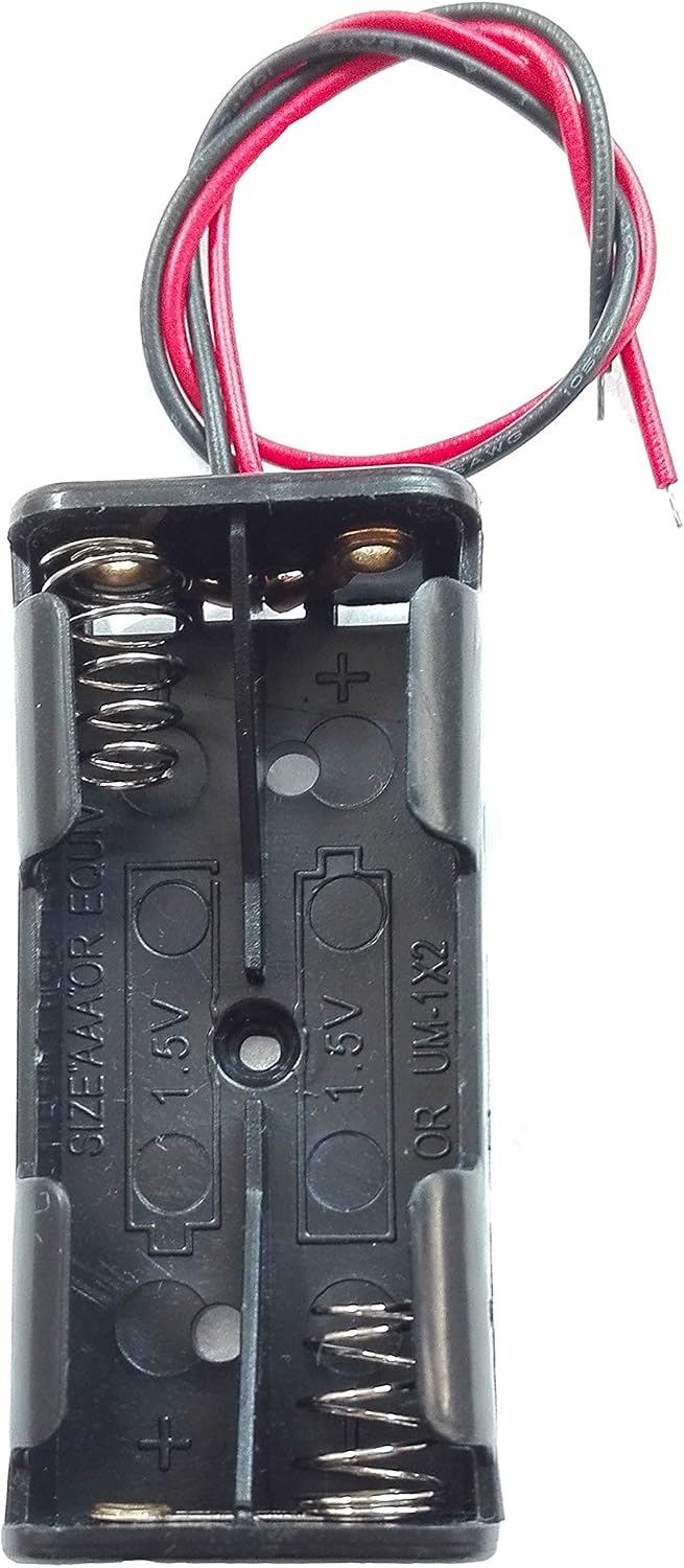 6PCS 2 x 1.5V AAA Battery Spring Clip Black Plastic 2 x 1.5V AAA Battery Case Holder Box Black Red Wire Leads image 2