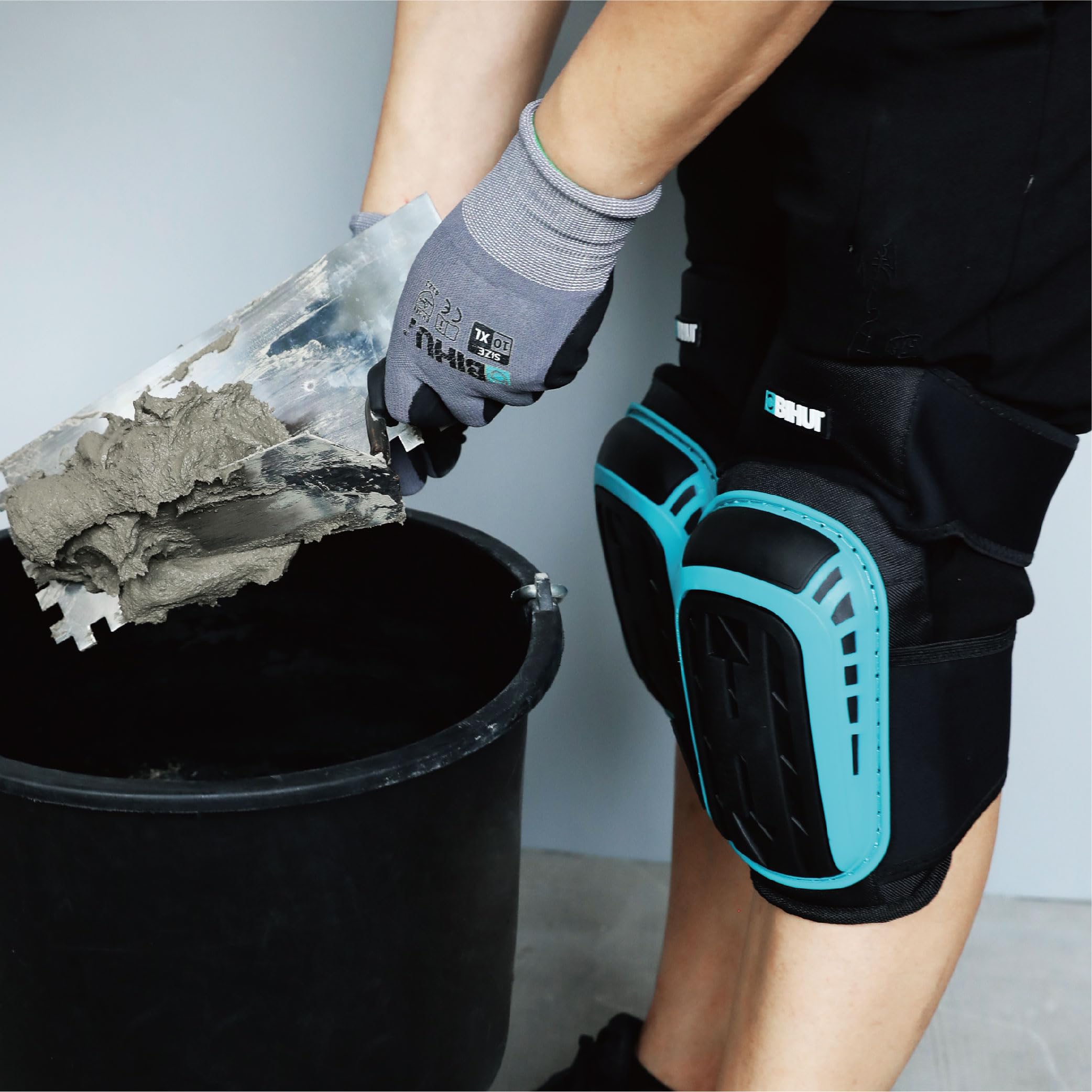 BIHUI Genouillères de travail coussinets en gel et tissu respirant – Conçus pour travailler sur le carrelage, la maçonnerie et la construction – Protection et confort pour les genoux.