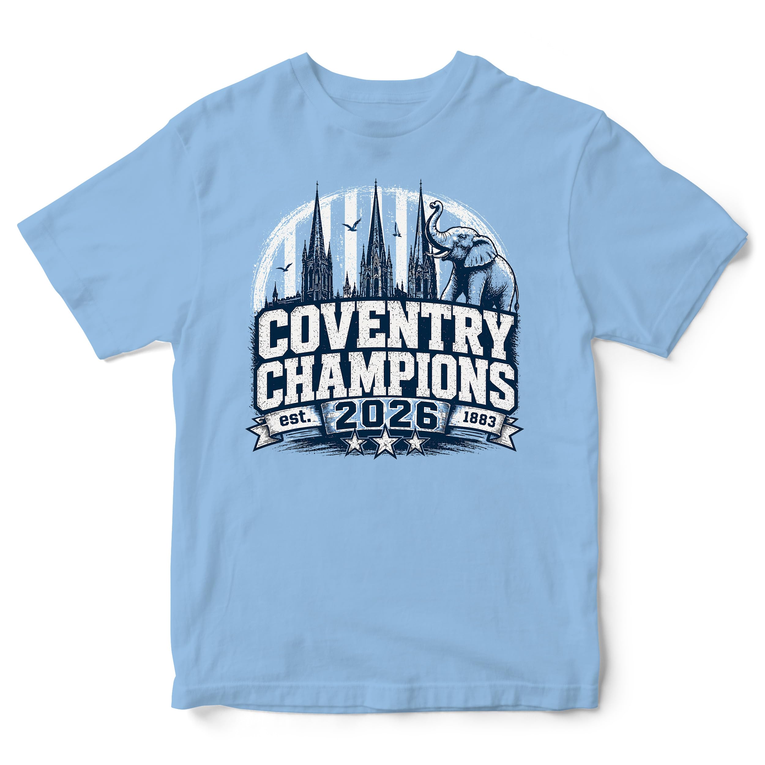 Coventry Champions 2026 Est 1883 Kids T Shirt - Cov Supporter League Winners Football Champions Sky Blue Youth Tee, 5-6 Years, Sky Blue
