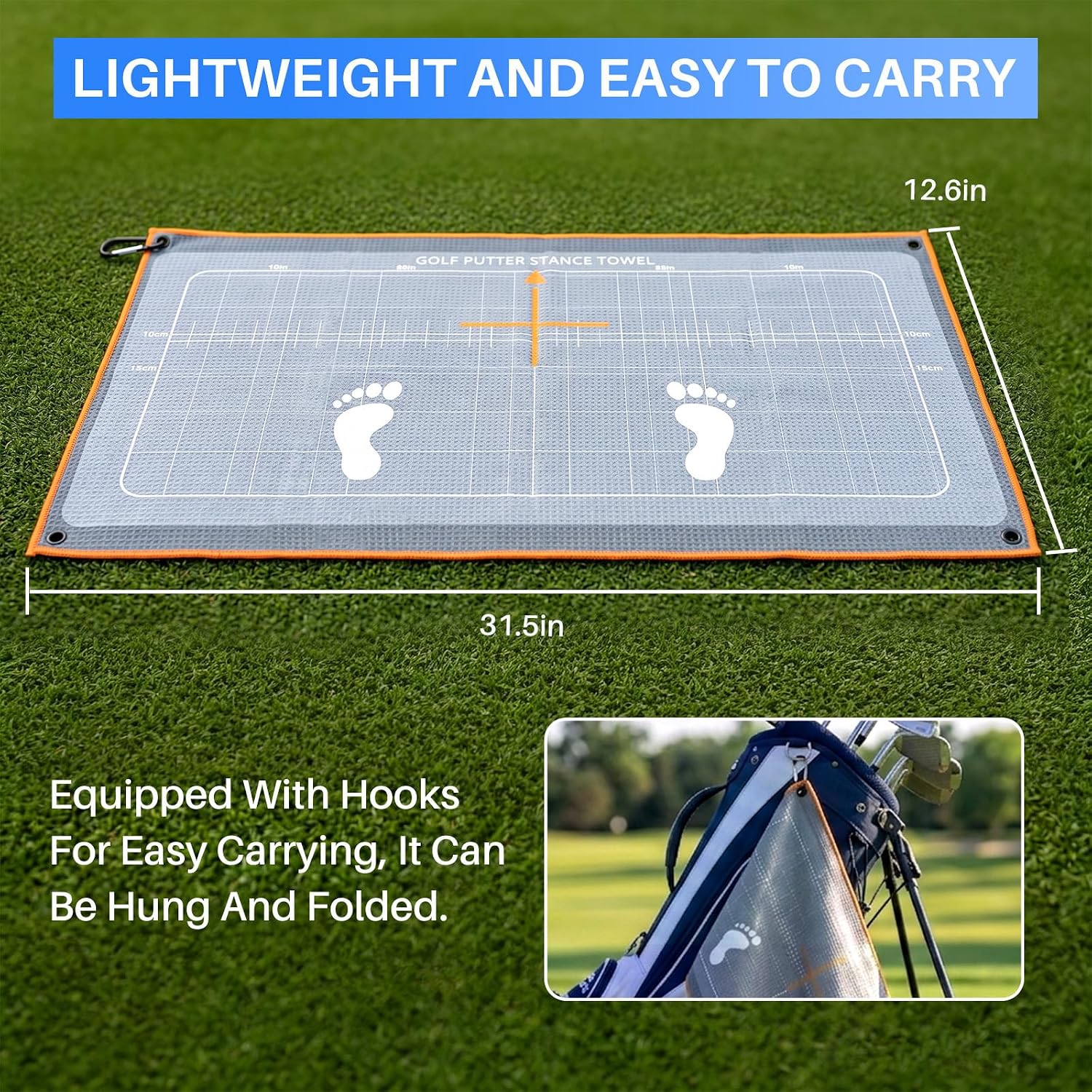 Golf Putting Mat & Golf Stance Training Towel Set, A Golf Putting Practice Aid to Improve Stance and Putting Accuracy - Suitable for Beginners and Golfers Who Need to Improve.