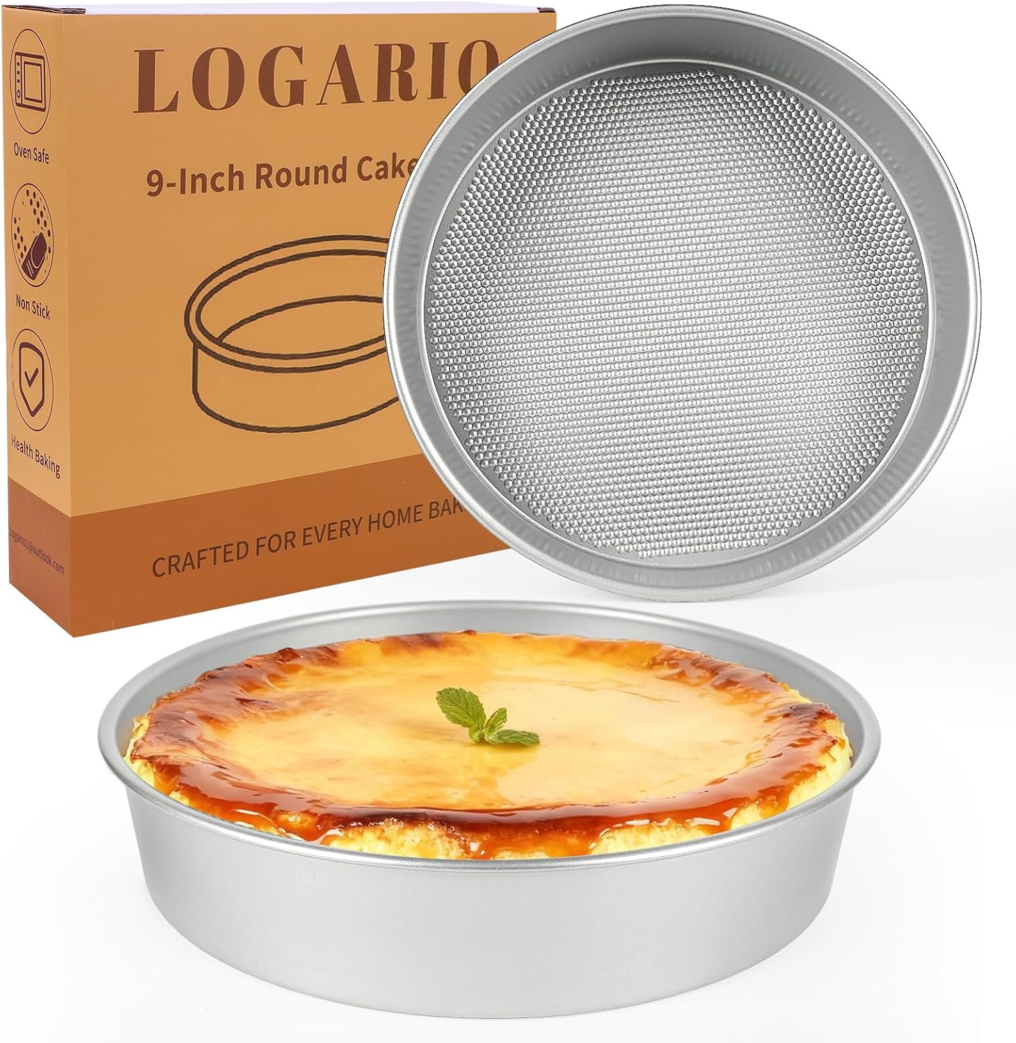 9-Inch Round Cake Pan Set of 2 – Extra Thick Gauge Steel Cake Pans, Honeycomb Texture Non-Stick Coating for Easy Release, Even Heating, Ideal for Layer Cakes, Cheesecakes & Home Baking