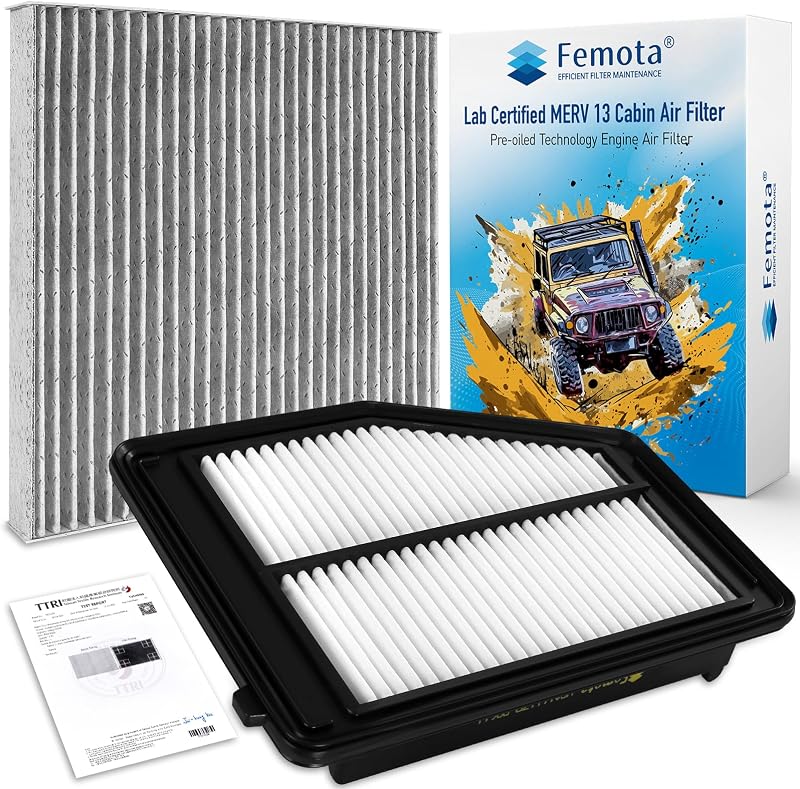 Kit Filtro de Ar da Cabine e do Motor Femota para Honda Civic e Acura ILX – 2 unidades