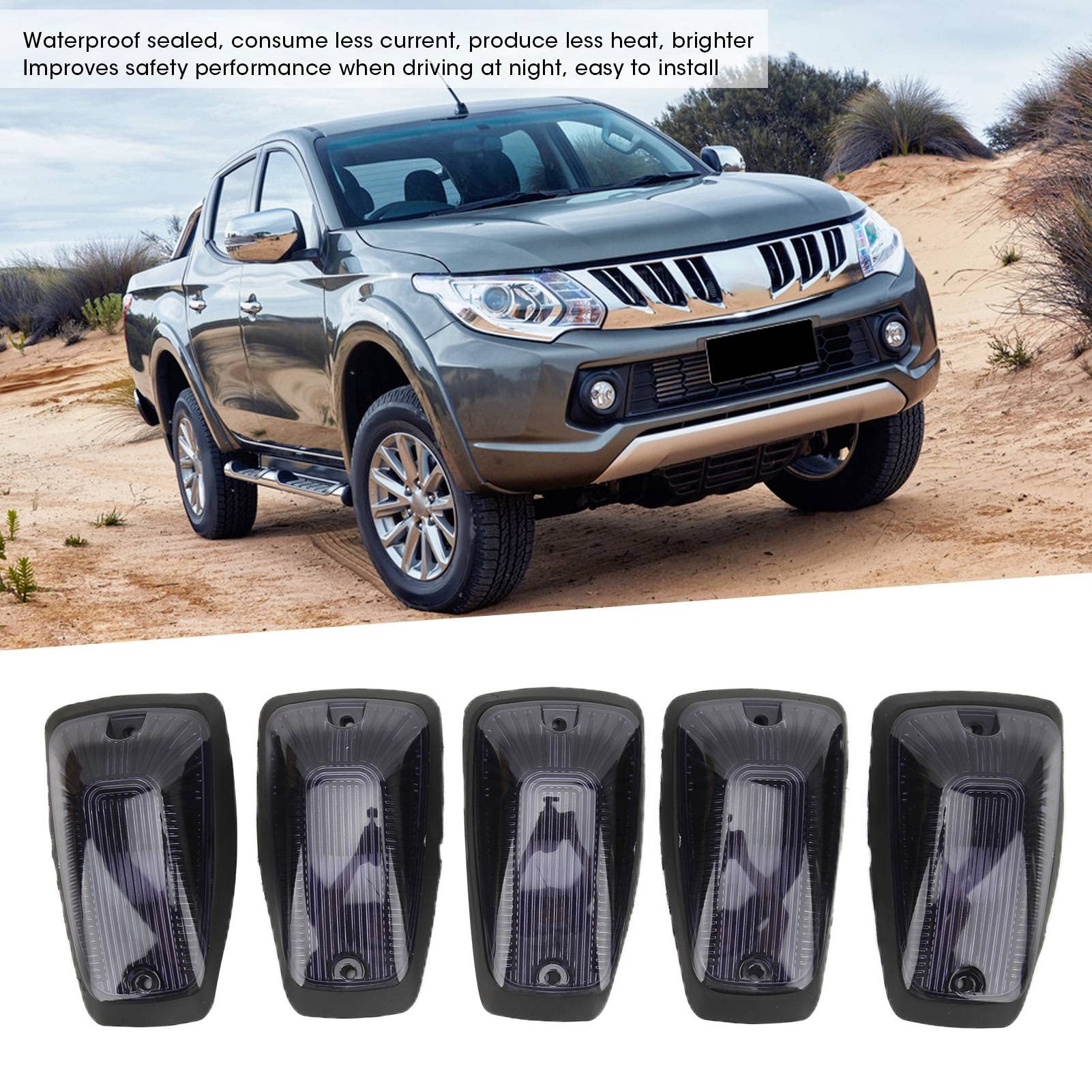 Qiilu Luci Sul Tetto della Cabina 5 Set Luce per Tetto Auto 12V LED Luci D'ingombro Sul Tetto Universali Luci di Ingombro Superiori Luci di Ingombro per SUV Pickup Truck Luce