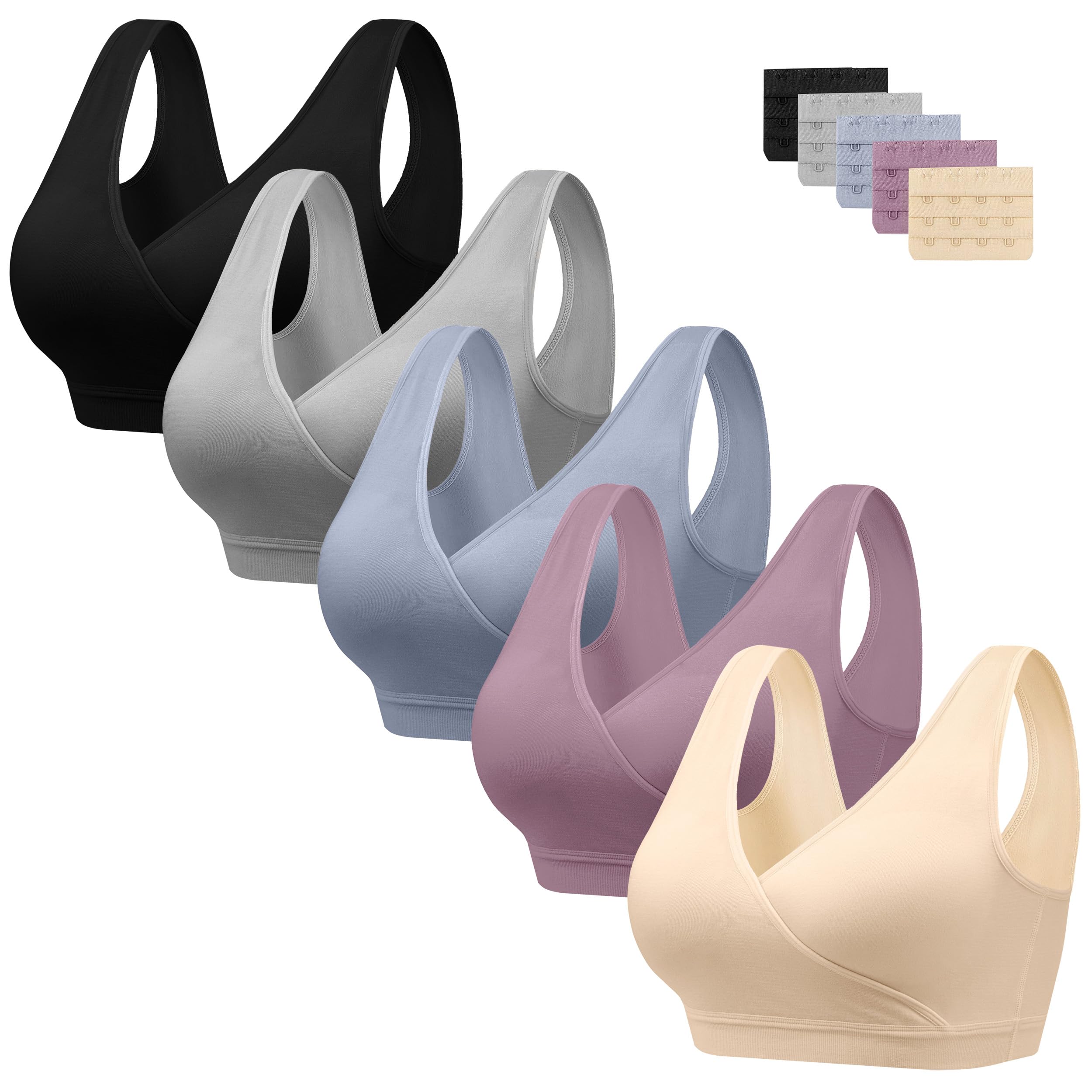HBselect 3 Pack Women’s Nursing Bra Wireless Seamless Maternity Bra Breastfeeding Bras Bralette with Removable Bra Pads Extenders — view 20