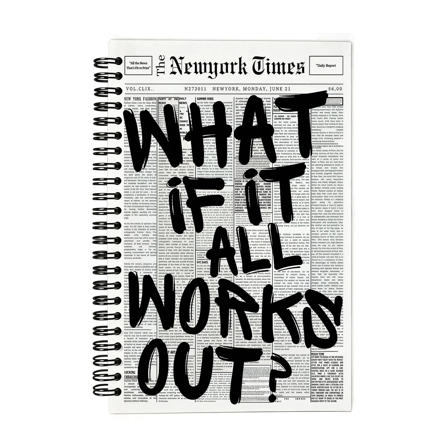 KREATIVE A5 Spiral Notebook 80 Pages Motivational Daily Journal Notepad (Black & White, WHAT IF IT ALL WORKS OUT)