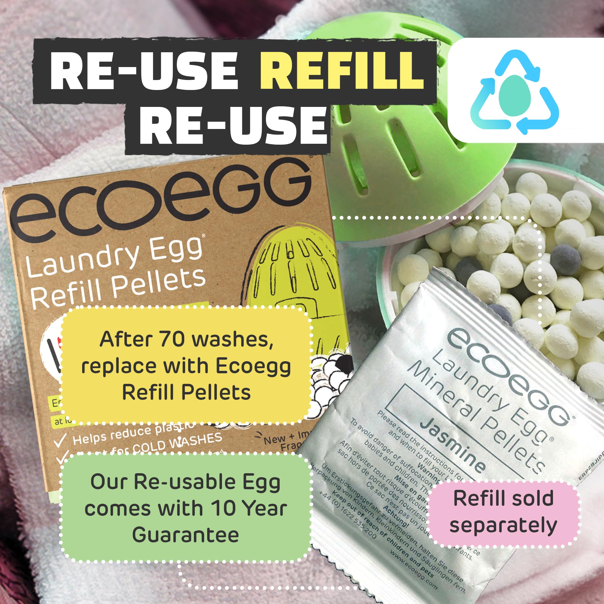 Ecoegg Laundry Egg | Detergent & Fabric Conditioner Replacement | Non bio, no enzymes, phosphates, bleach (Jasmine) 1