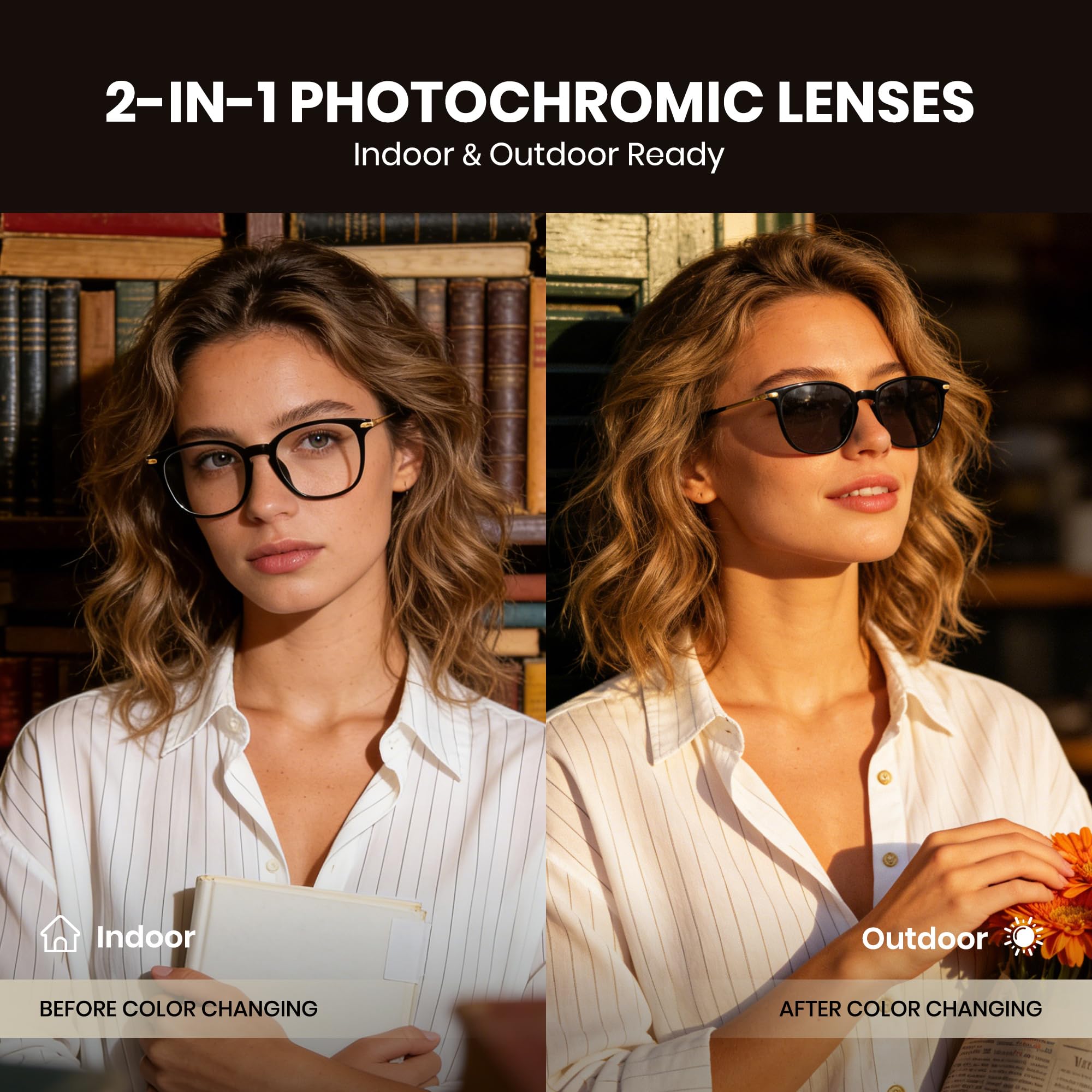 Cyxus Occhiali Fotocromatici Uomo Donna con Protezione UV Filtro Luce Blu 8354