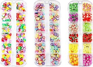 36 Boxes Nail Art Slice, BetterJonny 3D Fruit Flower Heart-shaped Clay Slice Colorful DIY Nail Art Decoration for Nail Craft Slime Decor