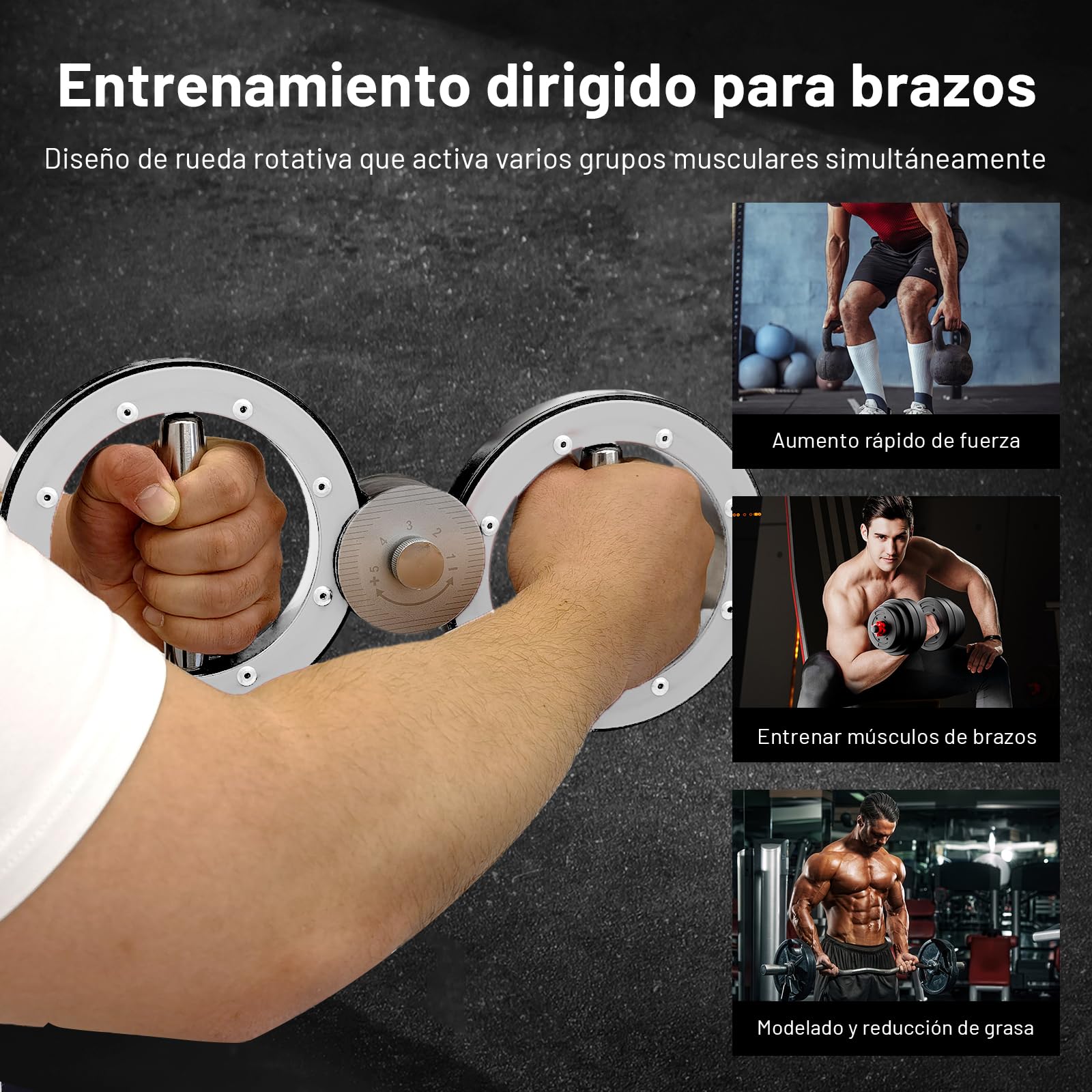 Rueda de entrenamiento de brazos, ejercitador de manos y antebrazos, entrenador de brazos ajustable para muñeca, hombro y pecho, entrenador de velocidad punch y dispositivo de fuerza de artes