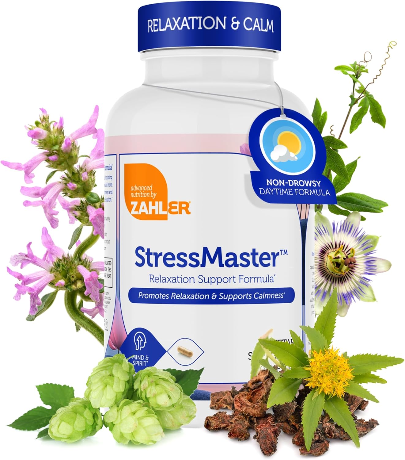 Zahler StressMaster – Natural Relaxation & Calm Mood Support Formula – Valerian, Passionflower, Rhodiola, GABA&L – Theanine Supplement for Women and Men – Kosher Gluten Free Non-GMO (120Capsules)