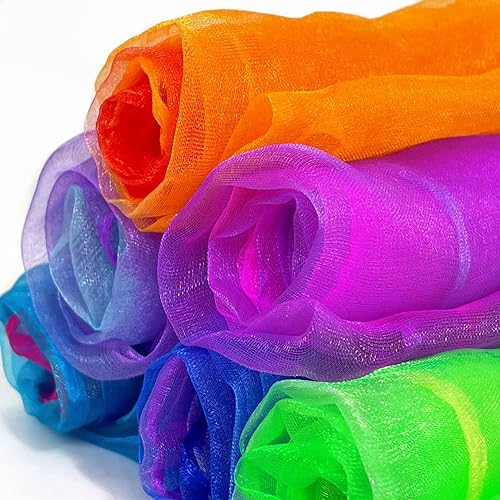 Miniatura 3 de Bufandas de baile para niños bufandas de malabarismo, 12 piezas, 24 x 24 pulgadas, niño, unisex, multicolor, tema arcoíris