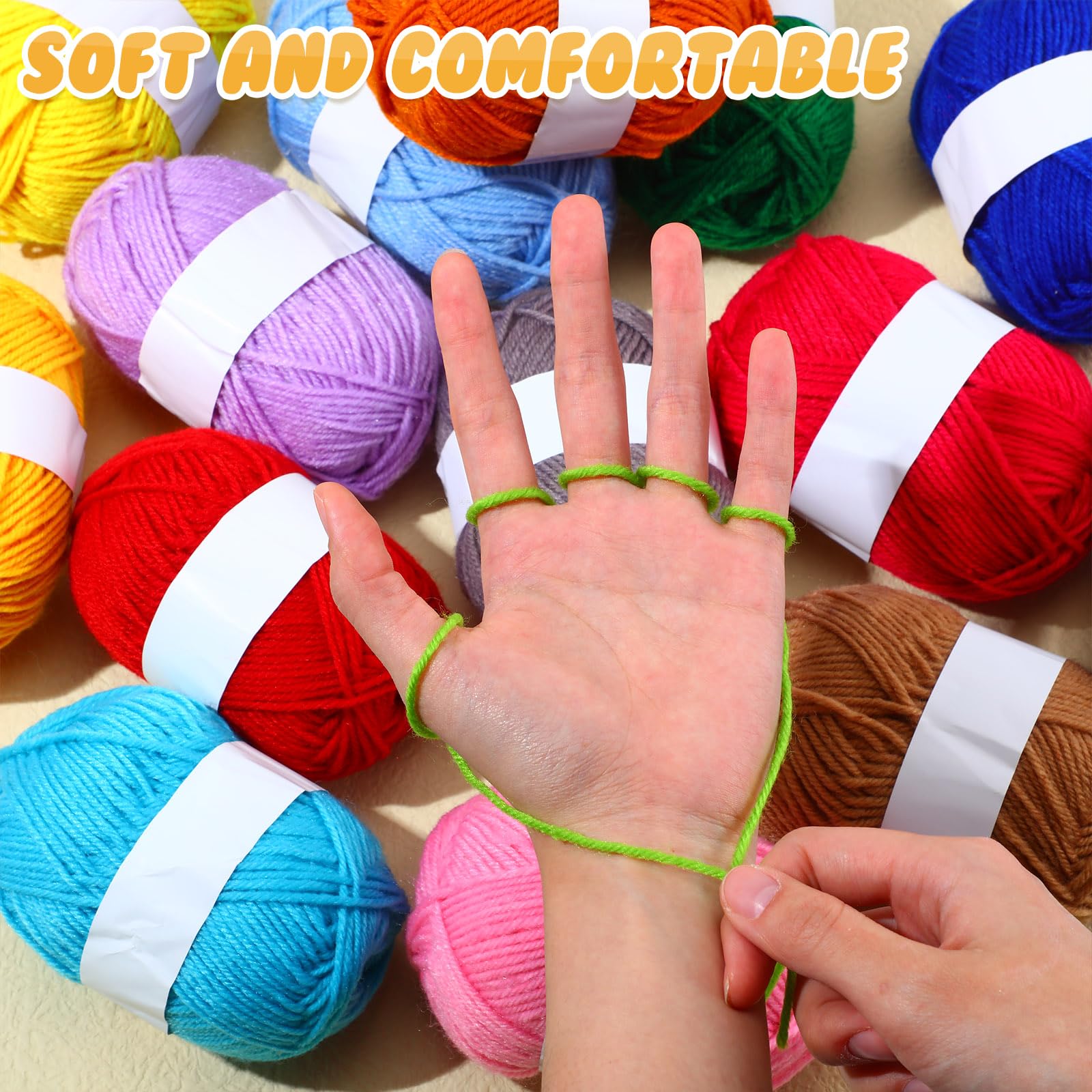 Coume 36 Polyester-Garnknäuel zum Häkeln, 50 g, 3000 m, mehrfarbig, DIY, weiches Baumwollgarn, Großpackung zum Weben, Stricken, Anfänger, Puppen, Geschenke, Handwerk (36 Farben)