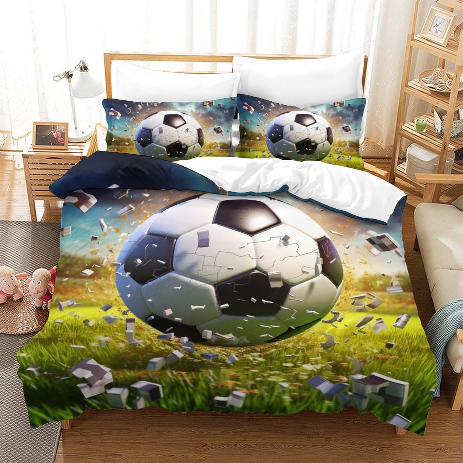 Housse de couette foot 3D pour la décoration de chambre d'adolescent