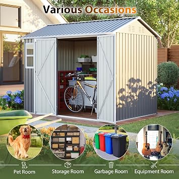 12x10 FT Metal Shed for Outdoor Storage, Garden Tool Shed with