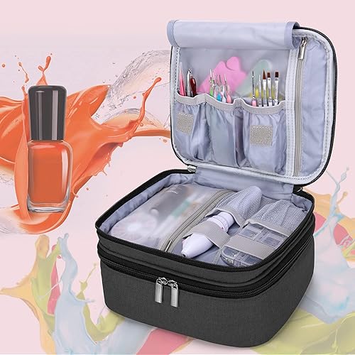Miniatura 2 de LUXJA Funda de transporte para esmalte de uñas, capacidad para 30 botellas (0.5 fl oz15 ml), organizador de doble capa para esmalte de uñas y juego
