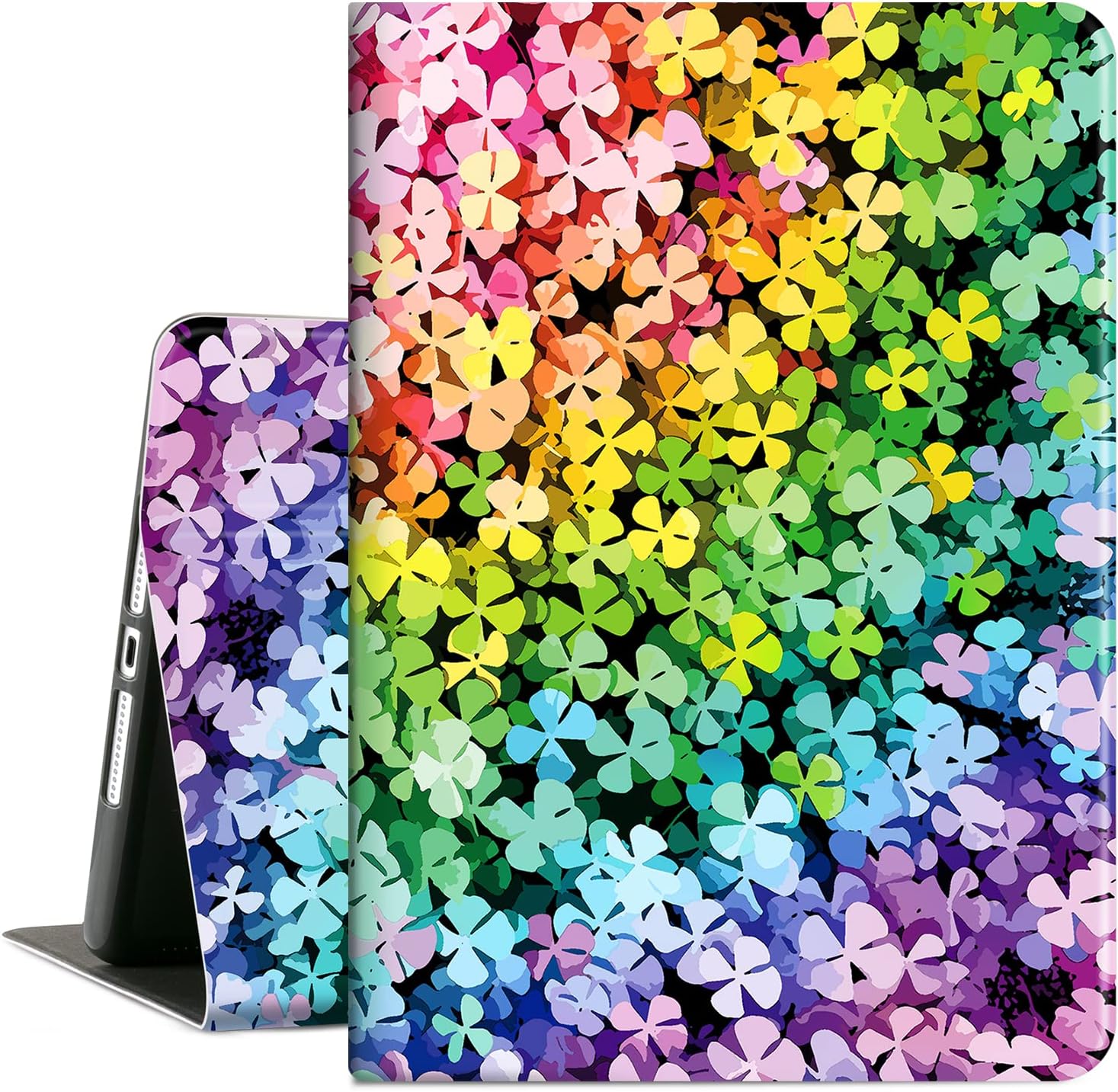 Cutebricase Case for iPad 9th/8th7th Generation 10.2 Inch Shockproof Protective Case Multi-Angle Vewing with Adjustable Stand Auto Wake/Sleep, Lucky Clover