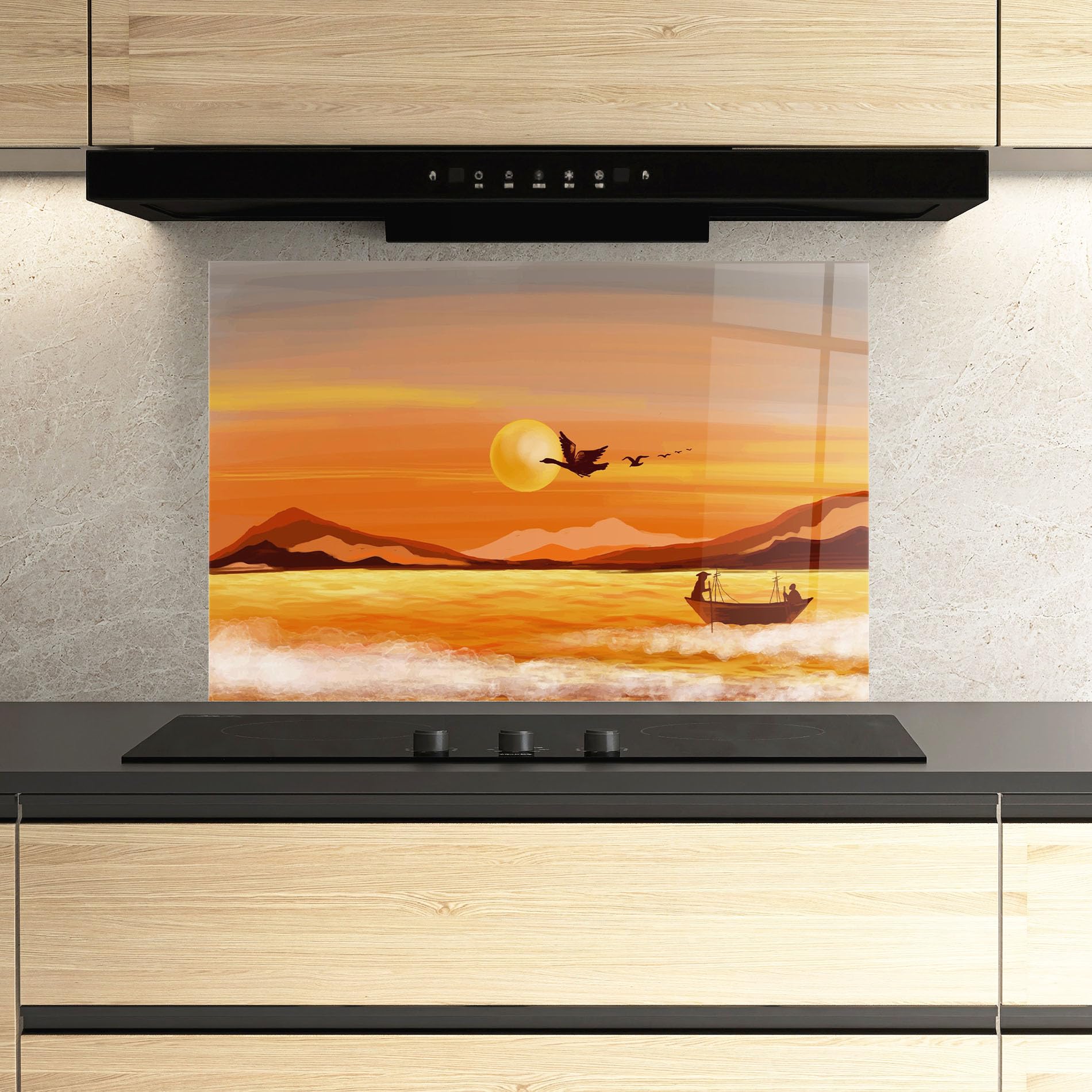 ARTHUB® Paraschizzi Cucina in Vetro temperato 50x70 cm, 20988 | Protezione Contro Gli Schizzi, Protezione murale per fornelli, Vetro temperato, Paesaggi, Laghi