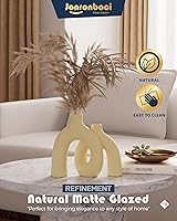 Vista 4 de Hug Donut - Juego de jarrones decorativos, jarrón beige, jarrones de estilo nórdico bohemio moderno, decoración del hogar, decoraciones de cerámica