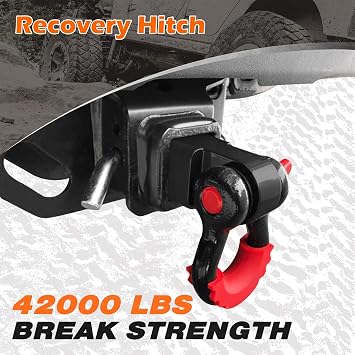 Offroad Recovery Strap Kit, 3 x 30ft Tow Strap+ Shackle Hitch Receiver 2 inch 42000 Lbs+D Ring Shackles+Bag, 4x4 Winching Accessories