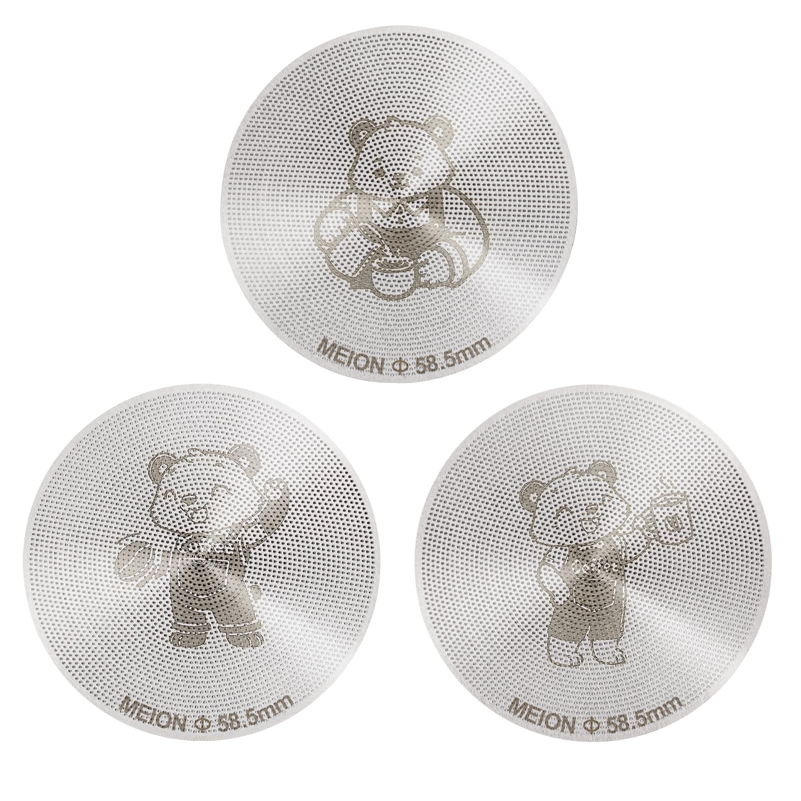 MEION 58.5mm Espresso Puck Screen, 0.2mm Ultra Thin - 3 Pack | for Gaggia, Rocket, Rancilio, and 58mm E61 Espresso Machines Portafilter Basket, Reusable Stainless Steel Coffee Puck Screen