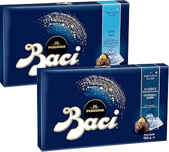 Baci Milk Chocolate Gift Box, 150g & Baci Original Dark Chocolate Hazelnut Truffles Box, 150g
