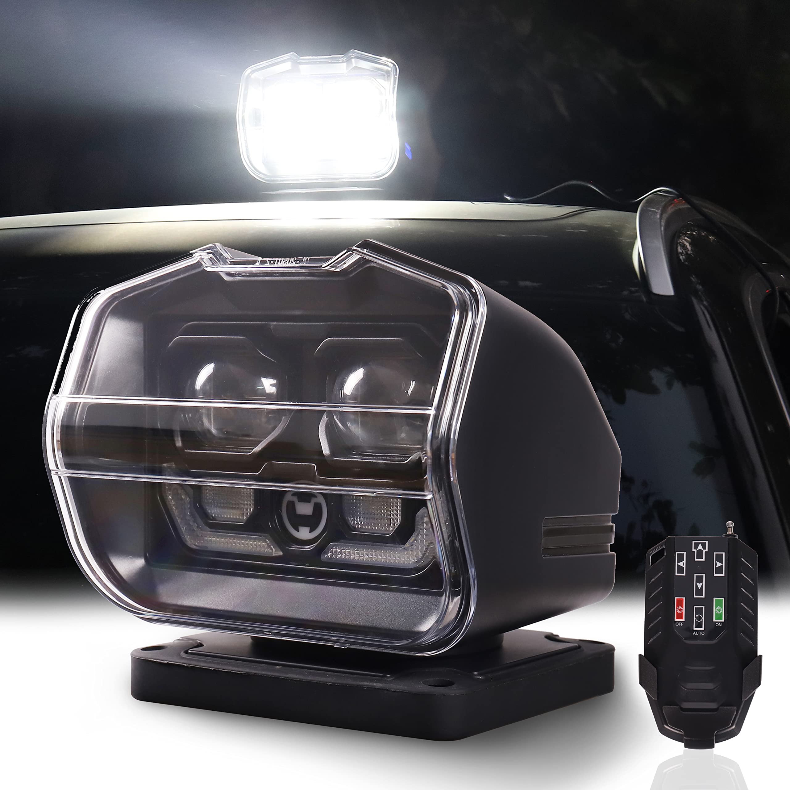 Remote Control LED Spotlight, SEUYA 60W LED Searchlight with