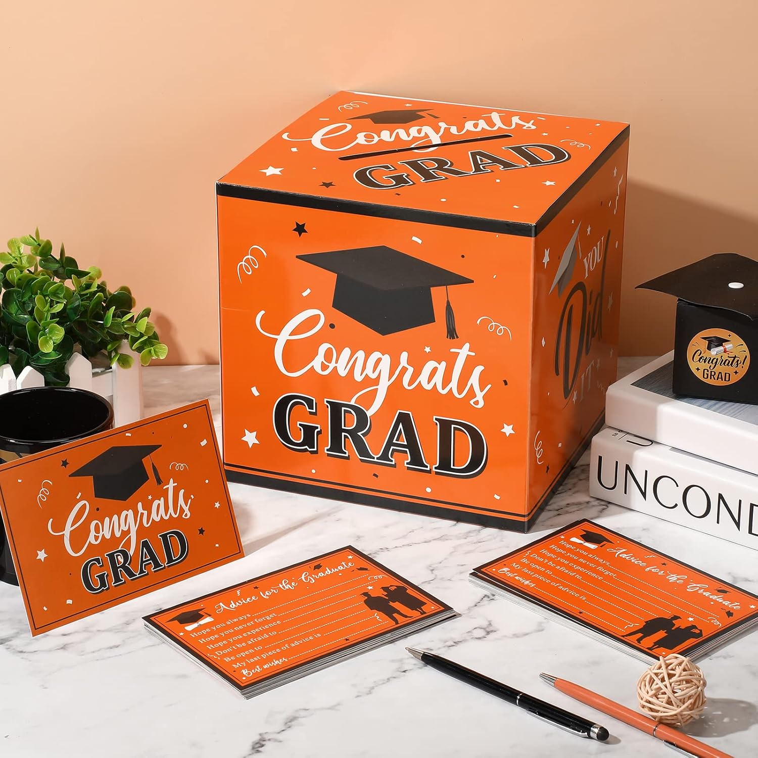 Buy Graduation Card Box with 30 Pcs Advice Cards Congrats Grad Gift