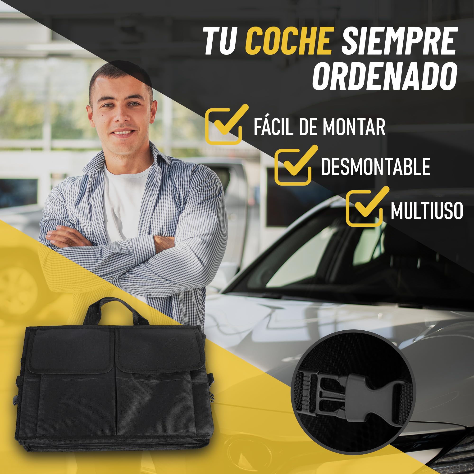 Organizador Maletero Coche, Caja Plegable Coche de Tejido Oxford y Asas Impermeable Bolsa Maletero Bolsa para Almacenamiento Furgoneta para Camper y Casa