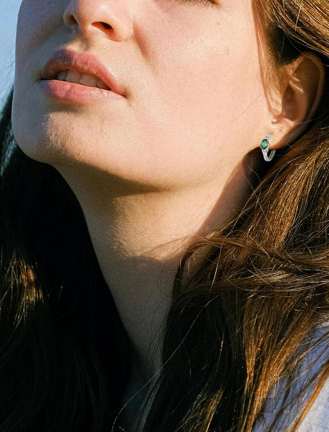 Sterling Silver Oval Hoops for Women Celtic Knot Huggie Earrings Birthstone Jewelry - Image 2