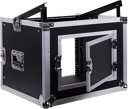 Sound Town 8-Space PA/DJ Pro Audio Rack/Road Case with Slant Mixer Top (STMR-8U)