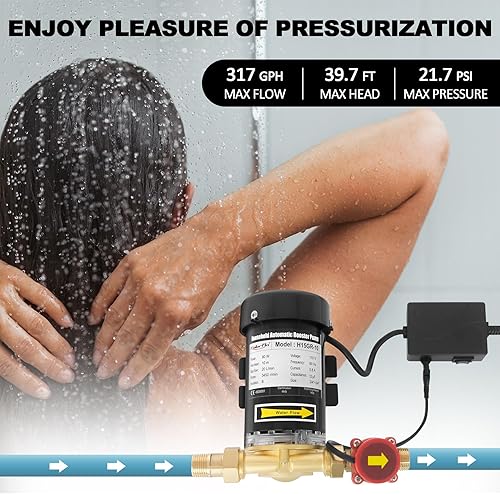 Miniatura 4 de Bomba de presión de agua para ducha, bomba de refuerzo de jardín de 90 W 317 GPH con interruptor de flujo automático para el hogar, cocinabaño