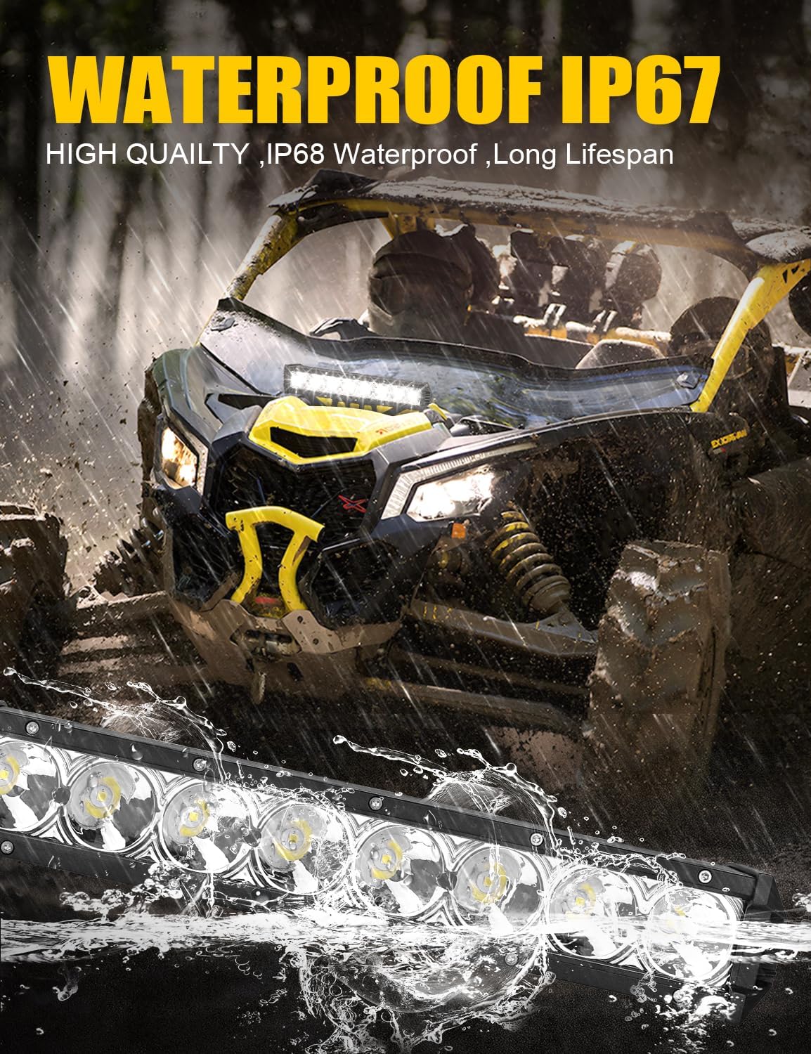 Chelhead X3 Shock Tower Light Bar Mount Compatible with Can-Am Maverick X3 & X3 Max X RS Turbo R, Including 40W Led Light Bar and Rock Switch Wiring Harness