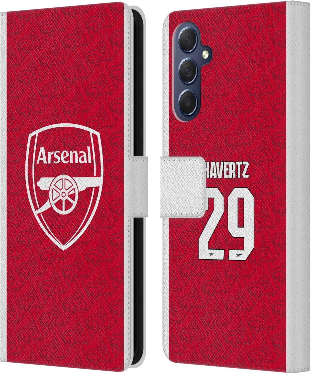 Head Case Designs Officially Licensed Arsenal FC Kai Havertz 2025/26 Players Home Kit Leather Wallet Case Compatible with Samsung Galaxy M54 5G