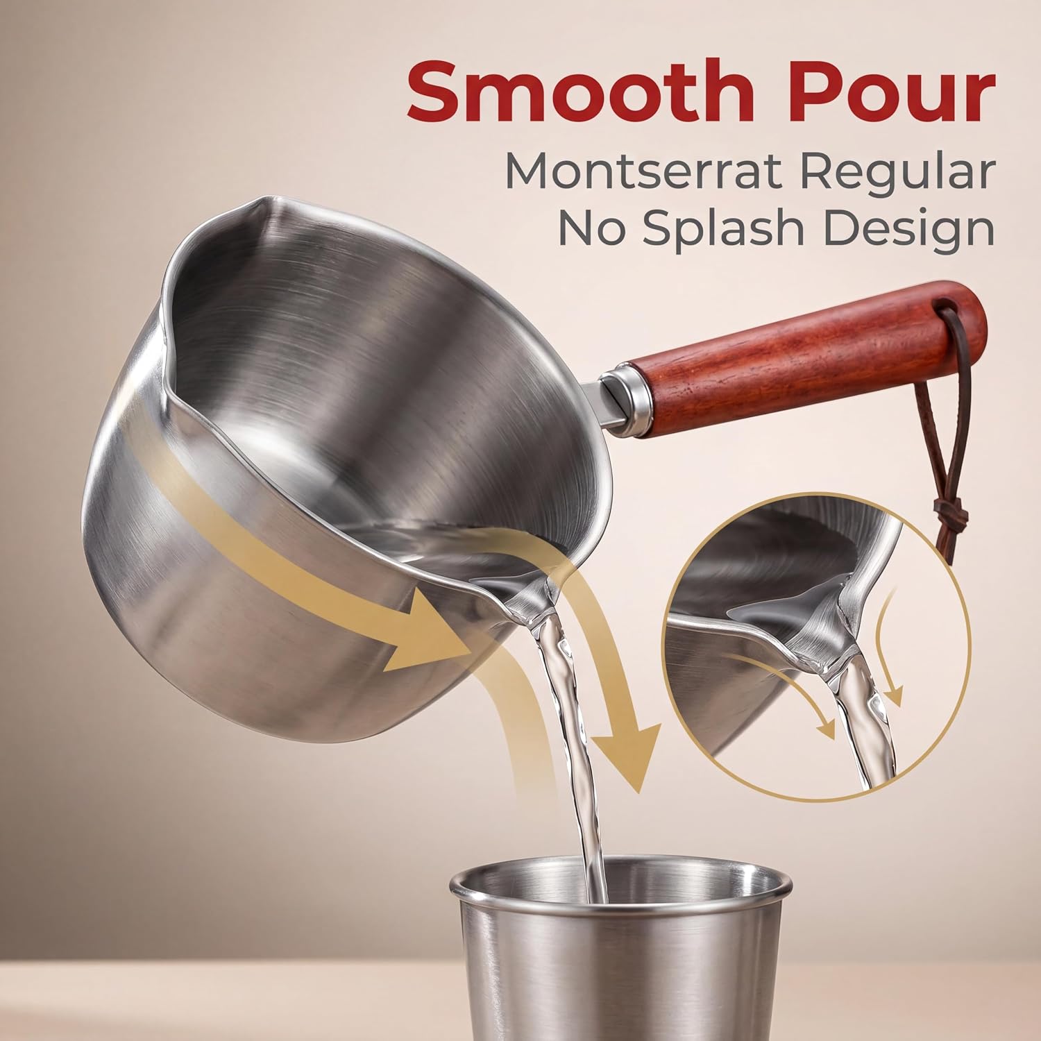Stainless Steel Pot, 200ml Multipurpose Sauce Pot Saucepans Cooking Pot Mini Milk Warmer Pot with Antislip Ergonomic Handle for Boiling Gravies, Butter, Coffee, Pasta, Noodles
