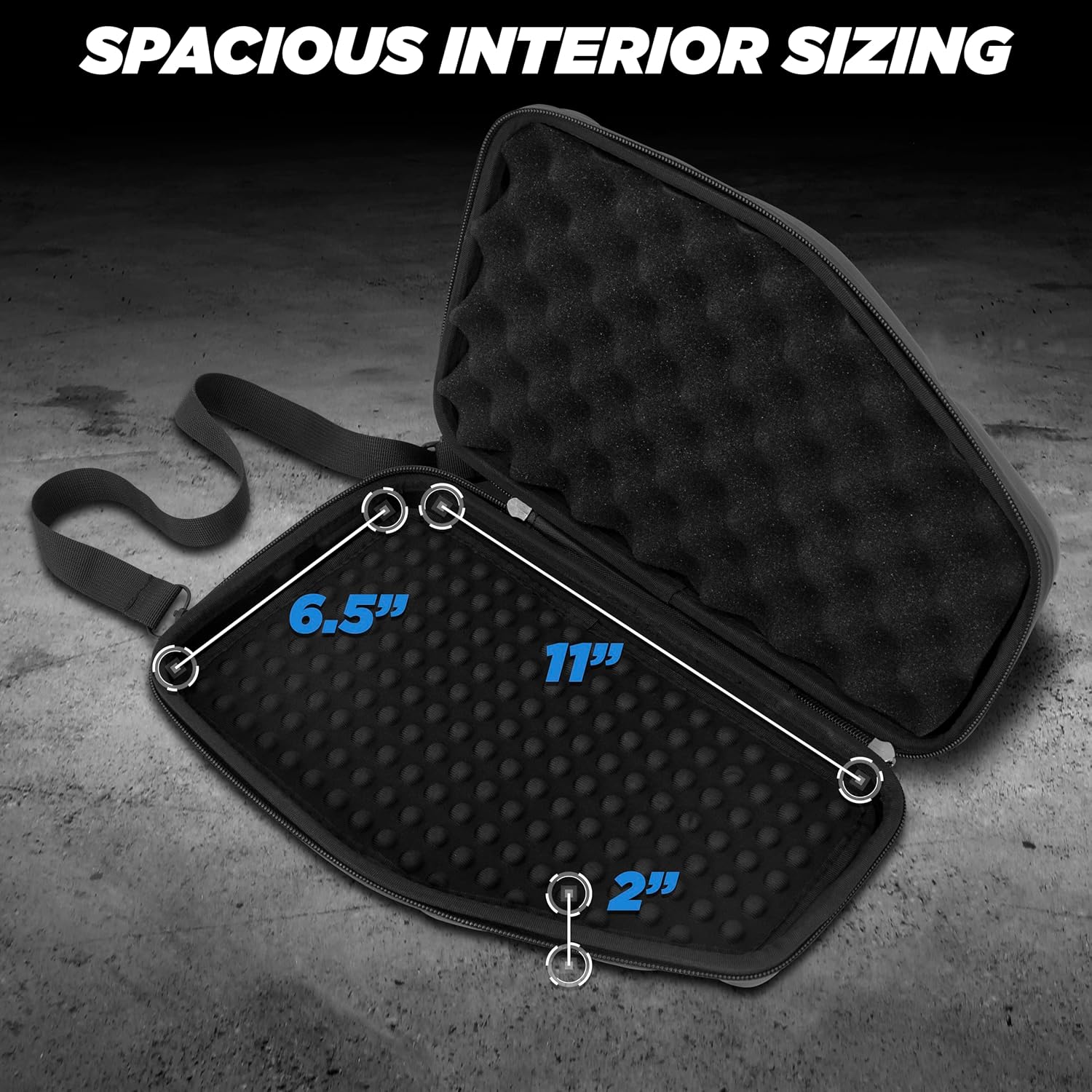 CASEMATIX Locking Pistol Case Fits Small to Large 9mm Pistols with Room For Extra Clips and Attachments - Portable EVA Gun Rug Handgun Case with Foam, Snap In Zippers, Water Resistant, Shoulder Strap