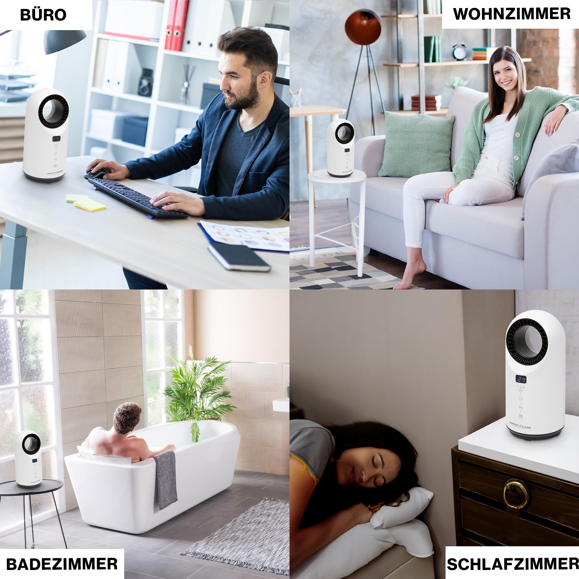 ProfiCare 2in1 Keramik-Heizlüfter Tischventilator 15-35°C PTC-Heizelement Fernbedienung PC-HL 3086