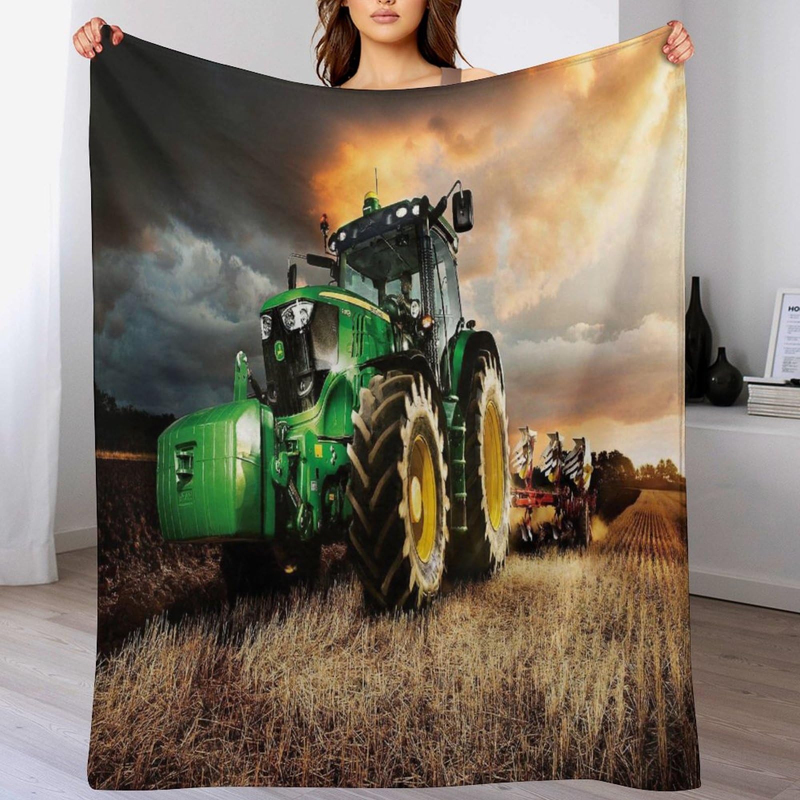 Couvertures de séjour tracteur flannel douce 100x130cm plaid polaire canapé
