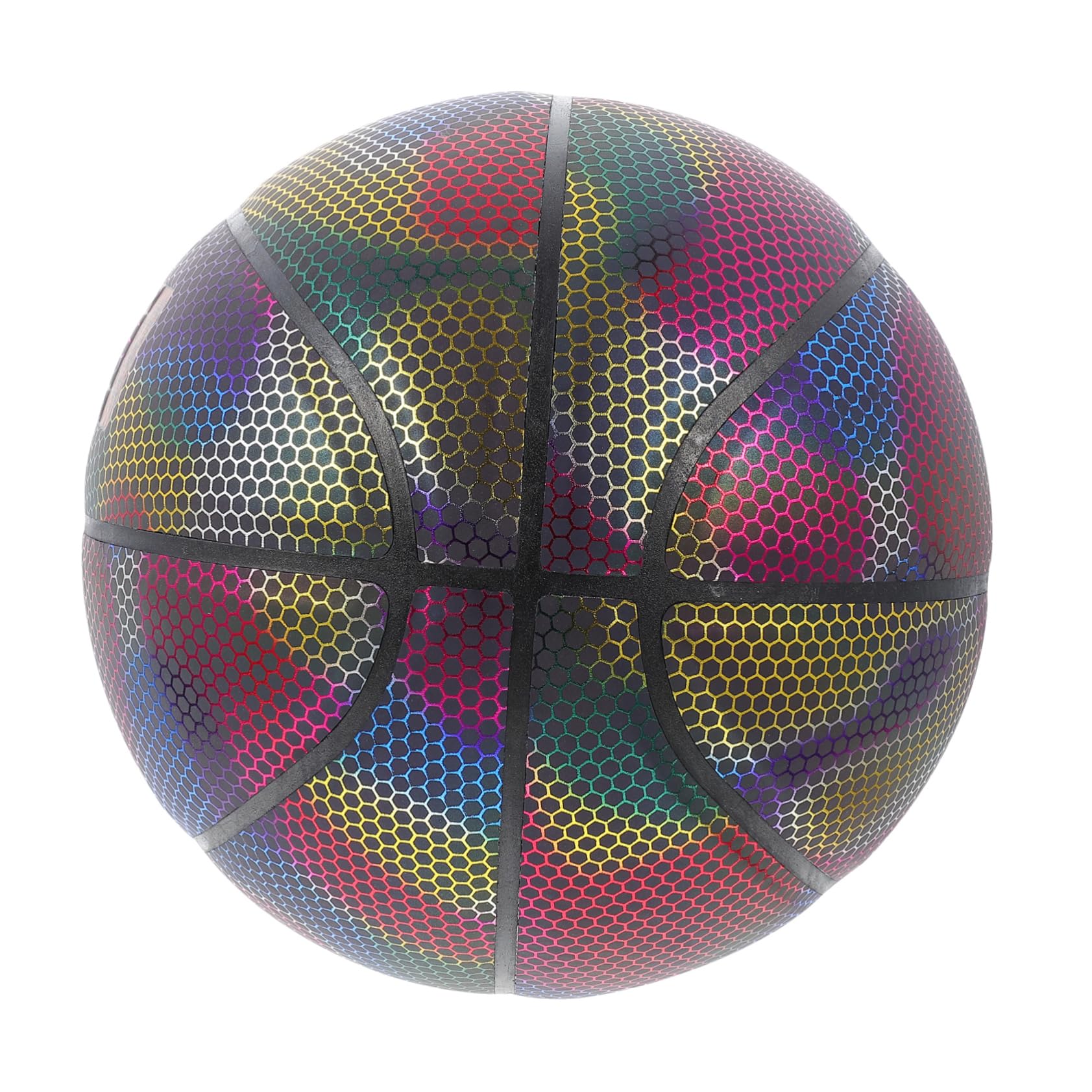 Sosoport 1 Set Holographic Reflective Luminous Basketball Night Training Basketball for Cool Matches Fluorescent Design Standard Present for Friends and Boyfriends