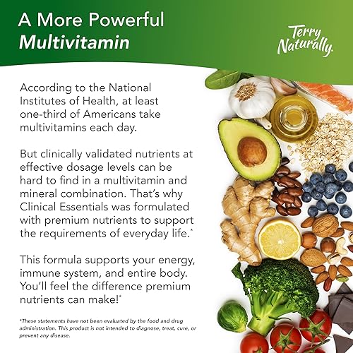Miniatura 3 de Terry Naturally Clinical Essentials - 60 tabletas, paquete de 2 - Suplemento multivitamínico y mineral - Suave para el estómago - Sin OMG, sin