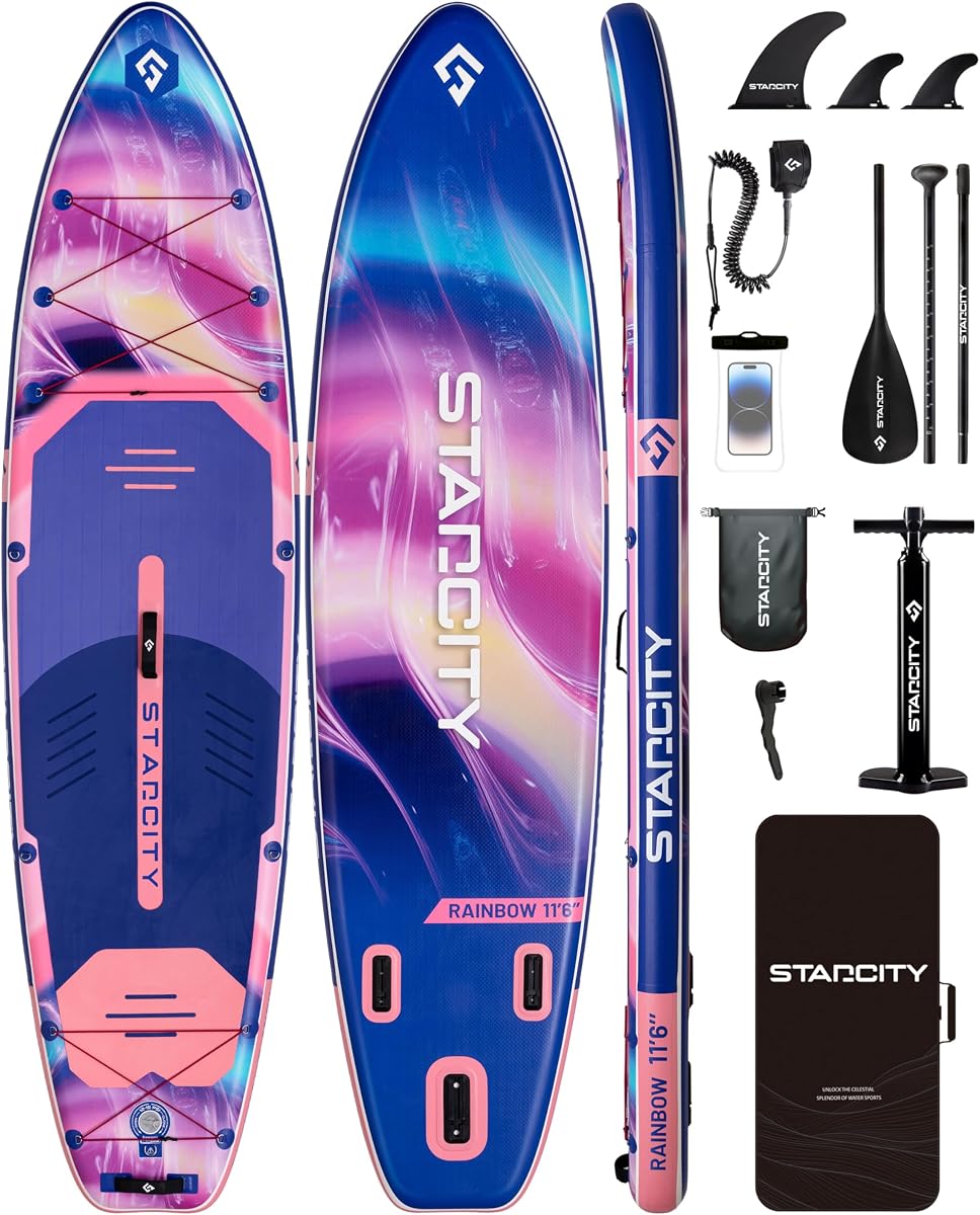 Starcity 11'6"x35"x6" Inflatable Stand Up Paddle Board, Extra Wide SUP Board for Stable Lake Paddling, 450 Pound Capacity Paddle Board for Beginners
