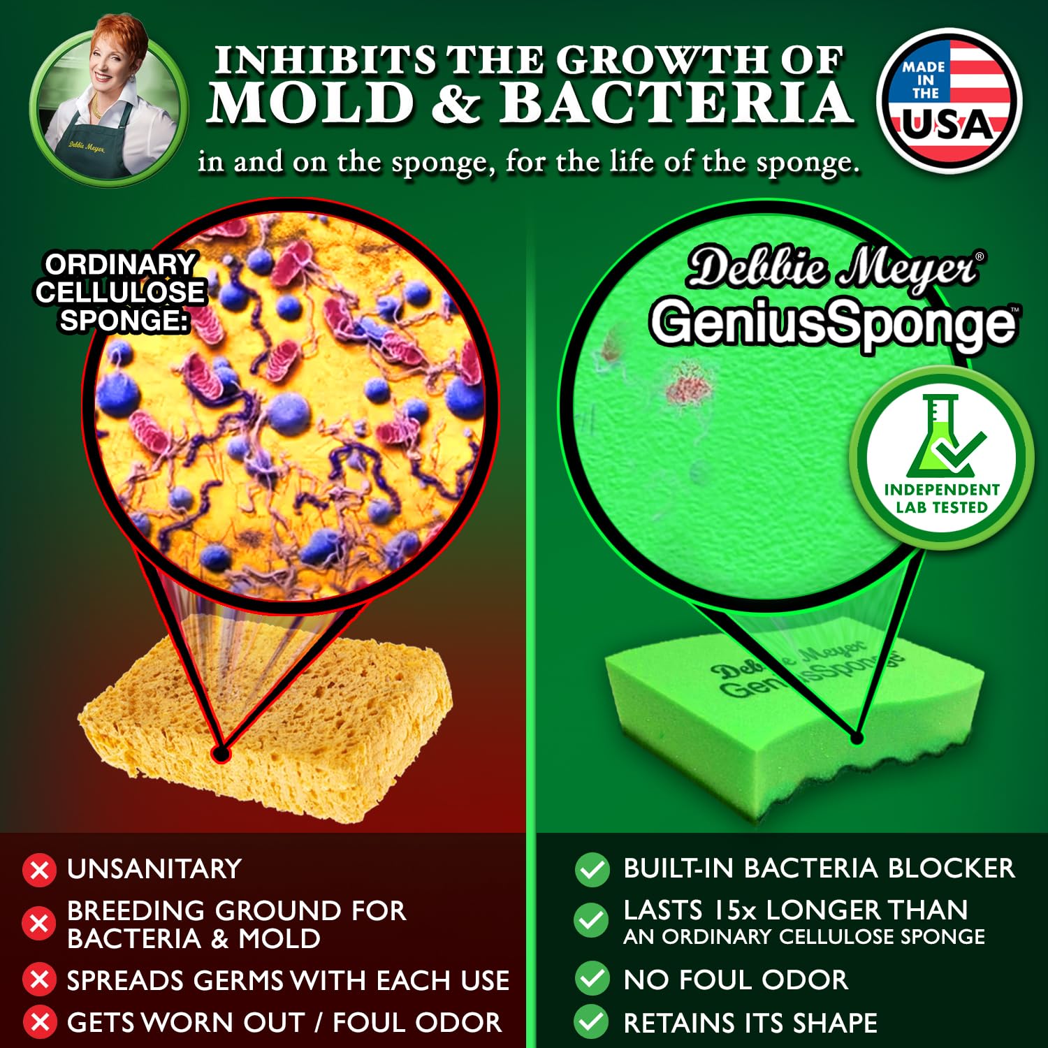 Debbie Meyer GeniusSponge Value Pack comprend 5 éponges ; 3 brosses à récurer et 2 éponges