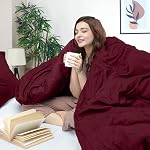 Utopia Bedding Couvercle de coudée Ensemble Queen Size avec shams d'oreiller - Couverture de confort avec fermeture à glissière, 90X90 Pouces & Shams d'oreiller 20X26 Inches (Burgogne) Conforteur non inclus