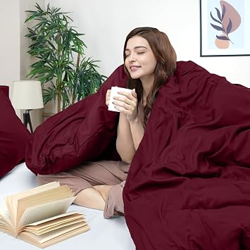 Duvet Cover Twin/Twin XL, 2 PC Cotton Like Polyester, Burgundy
