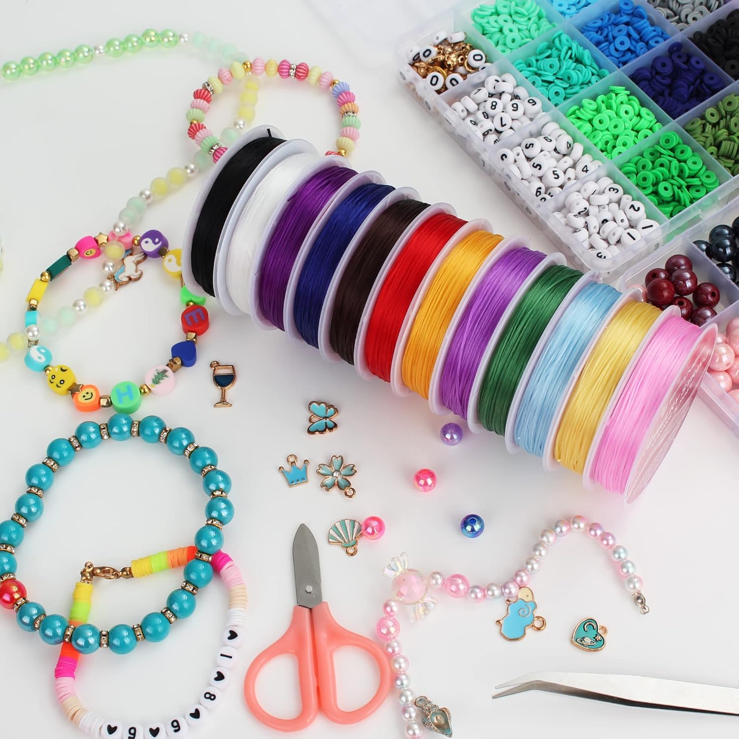 BFANGZ 1mm 12 Rolls Mixed Color,12m/ Roll,Elastic String Jewelry Making,Bracelet String Stretch Bead Cord Stretchy String Bracelets,Necklaces,Jewelry Beading Supplies Yellow/Blue/Golden/Green/White