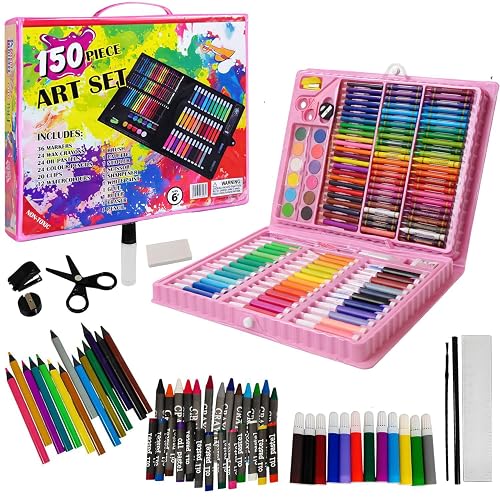 FunBlast Art Set for Kids – 150 Pieces Complete Drawing & Coloring Kit with Crayons, Oil Pastels, Color Pencils, Watercolors, Sketch Pens & Accessories, Art & Craft Supplies Kit for Drawing, Painting (Box-B)