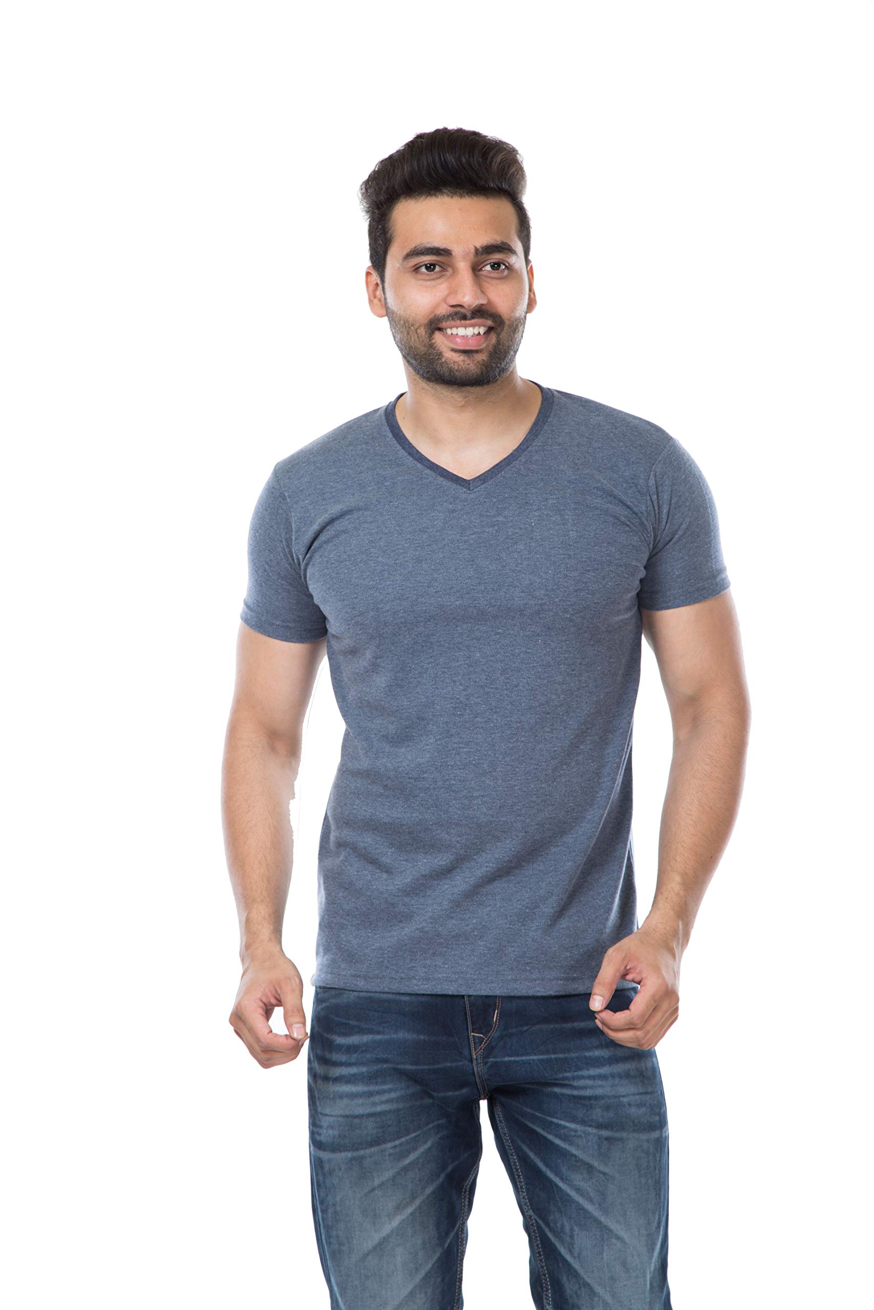 Active Basic Men's Regular Fit Cotton Solid V-Neck T-Shirt