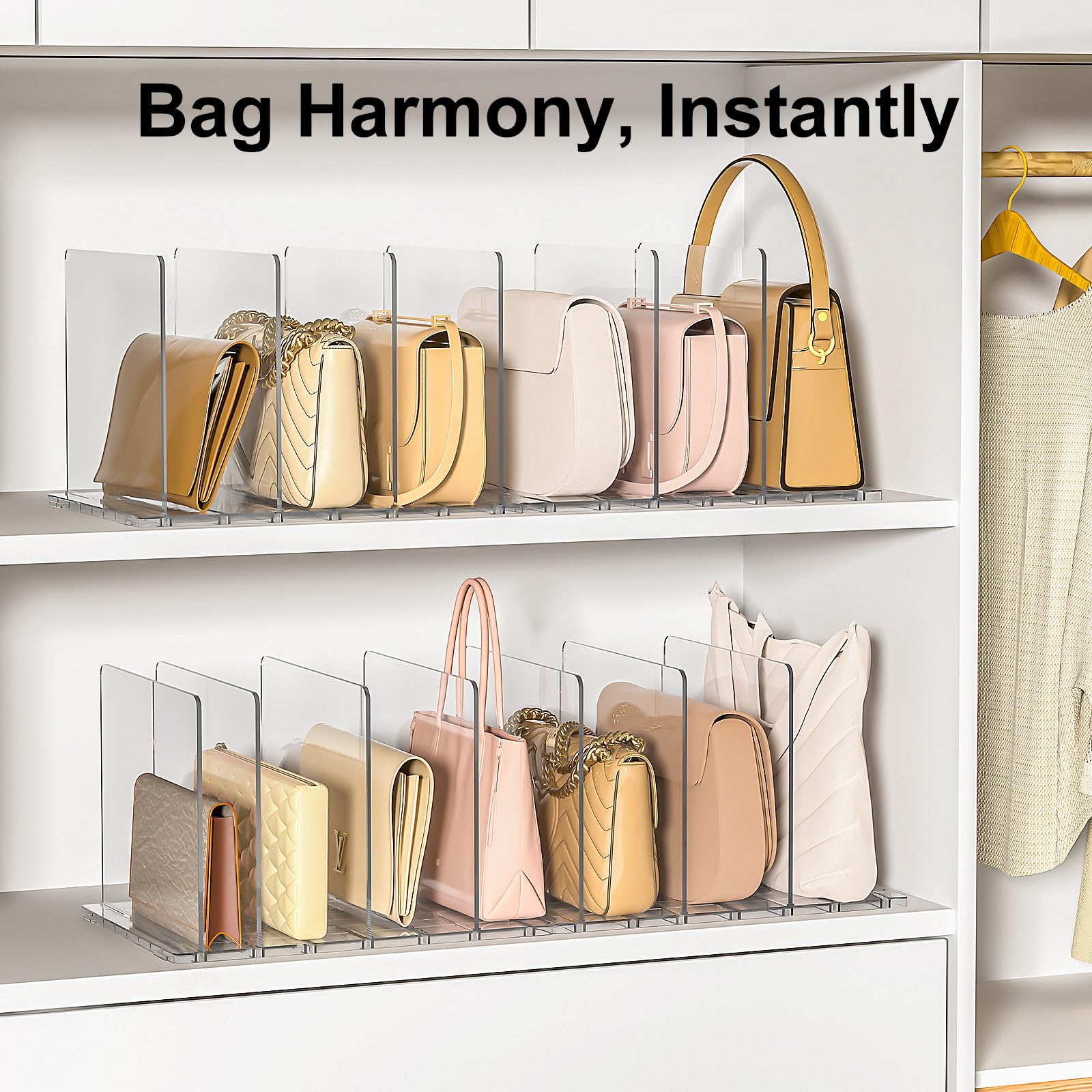 Organizador De Bolsos Divisor Para Armario | Separadores Ajustables De ABS | Mantiene Bolsos, Carteras Y Libros De Pie
