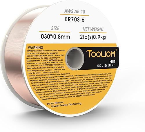 TOOLIOM ER70S-6 Alambre de soldadura sólido MIG de acero suave de 0.030 "(0.8 mm) en carrete de 2 libras compatible con TL-200M TL-250M Pro