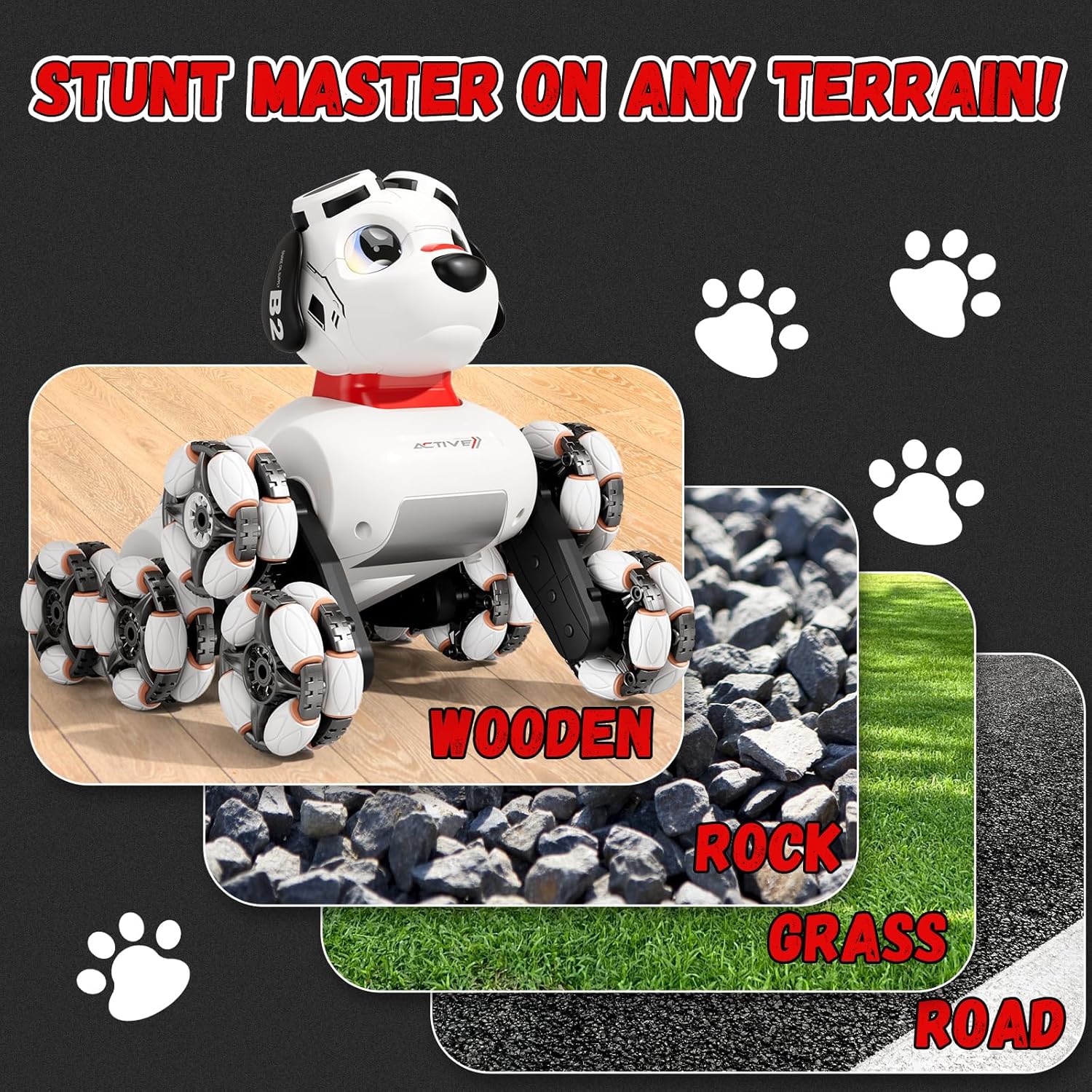 Aprilwolf 8WD Gesture Sensing Stunt Robot Dog RC Car Toys for Ages 8-13 Boys, Robot Toys for 6 7 8 9 10 11 12 Year Old Kids Birthday Gift, Outdoor & Indoor