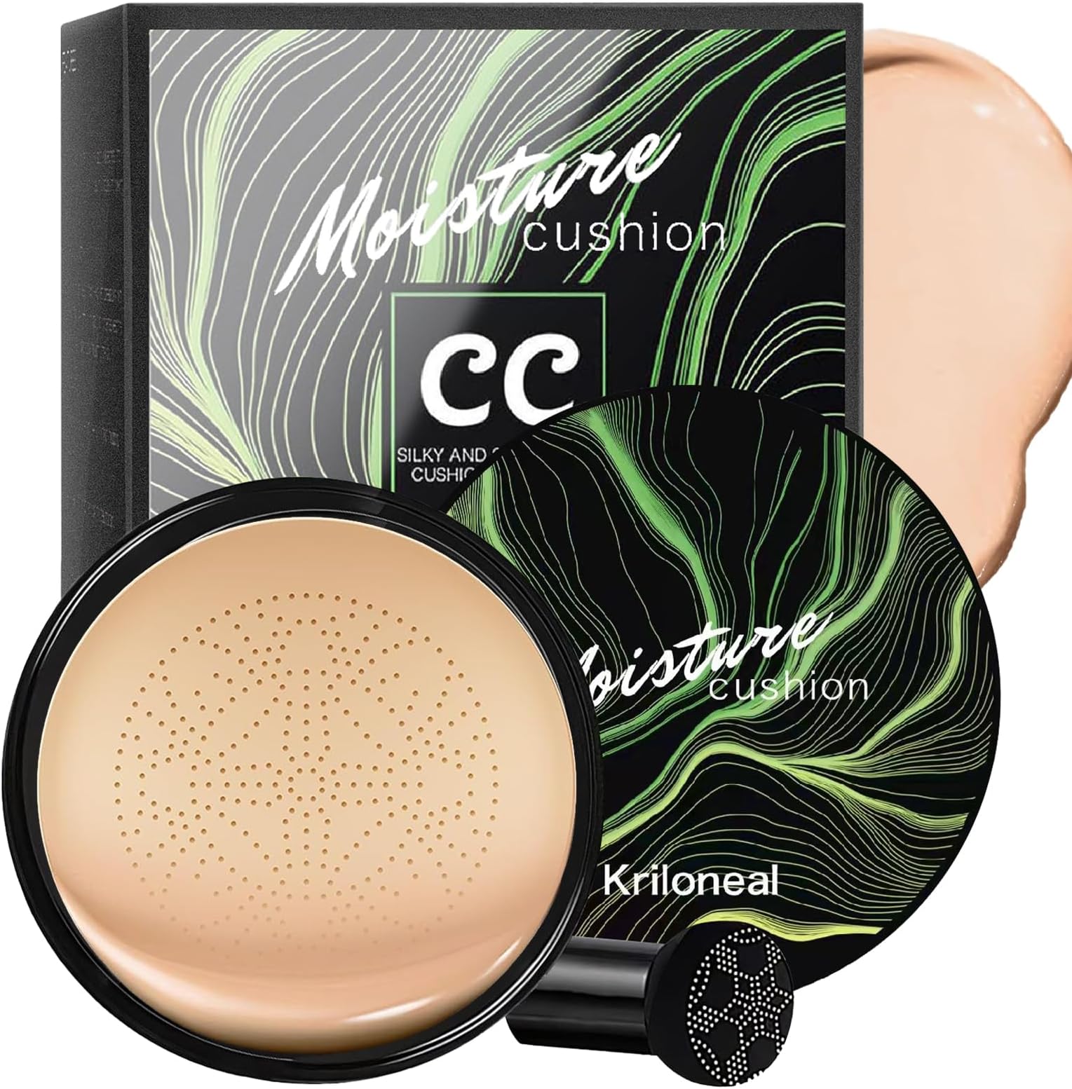 CC Cream Foundation Mushroom Head Air Cushion Face Makeup Moisturizing Concealer Waterproof Oil Control Long-Lasting Nude Makeup Even Skin Tone for All Skin Types (Nature)